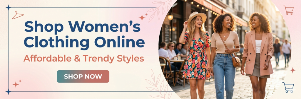 This image shows three women that shops at Women’s Clothing Online which sells Affordable Fashion & Trendy Clothes for Women. 